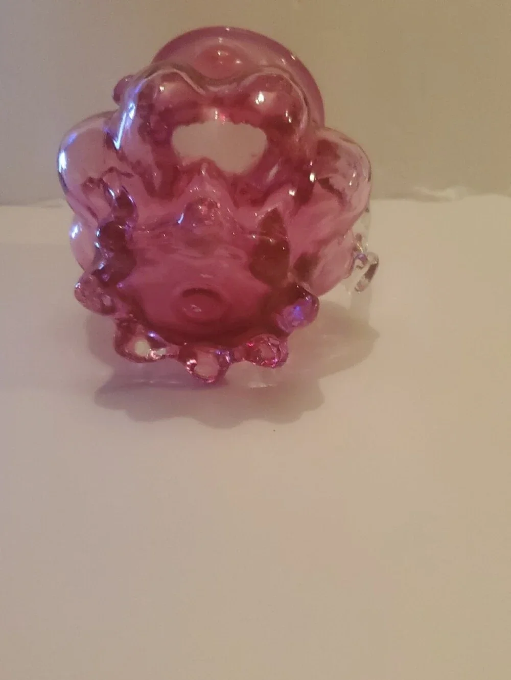 Vtg Fenton Cranberry Glass Melon Pitcher